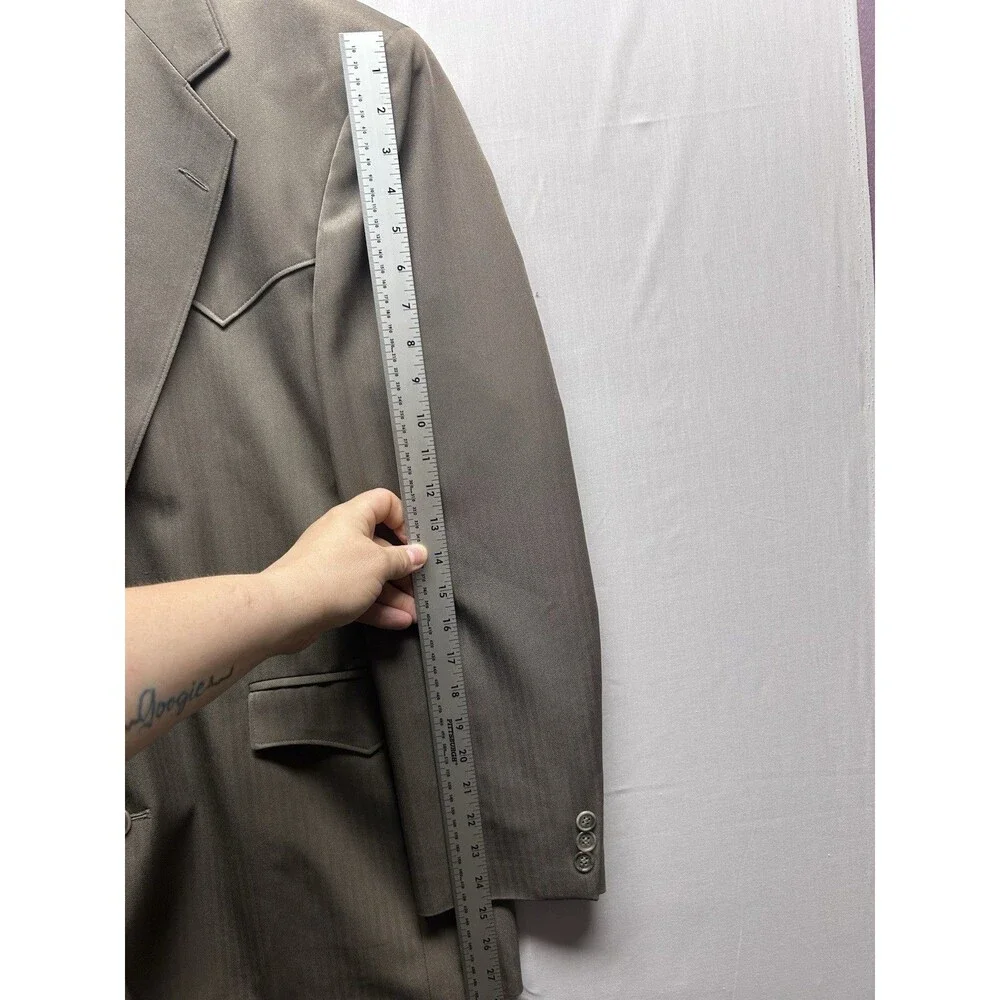 Taos Country Vintage Western Collection Mens Suit 42, 36x30 Brown Pinstripe